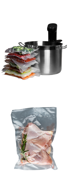 Worki próżniowe pa/pe do pakowania mięsa i warzyw, przygotowane do pasteryzacji lub gotowania metodą sous vide